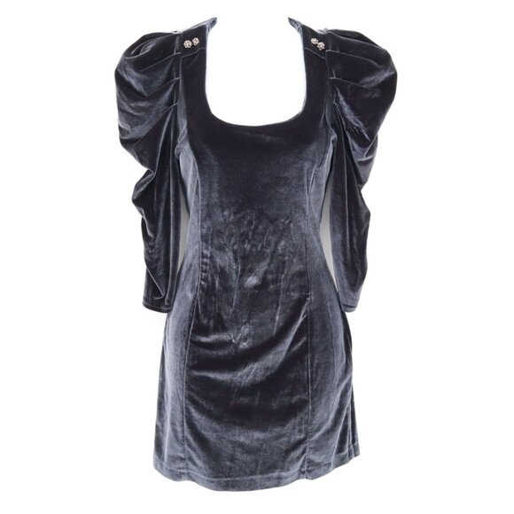Atmosphere Velvet Mini Dress Womens XS Black Victorian Edwardian Goth Alt Glam - Picture 1 of 16